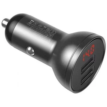Автомобильное зарядное устройство Baseus Digital Display Dual USB 4.8A Car Charger 24W CCBX-0S Gray 2