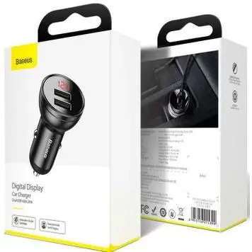 Автомобильное зарядное устройство Baseus Digital Display Dual USB 4.8A Car Charger 24W CCBX-0S Gray 3