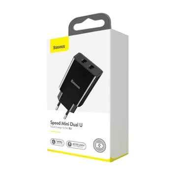 Сетевое зарядное устройство Baseus Speed Mini Dual U Charger 10.5W CCFS-R01 Black EU 2