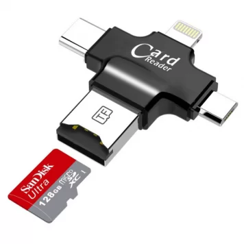 Картридер  универсальный  FlashDrive USB - Micro - Type C - Iphone Black 1