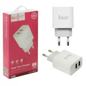 Сетевое зарядное устройство ISA 2.4А 2 USB + кабель micro USB HS6 1