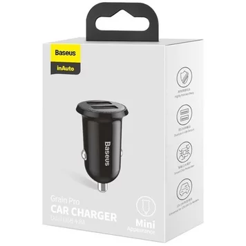 Автомобильное зарядное устройство Baseus  Grain Pro Car Charger Dual USB 4.8A CCALLP-01 Black 5
