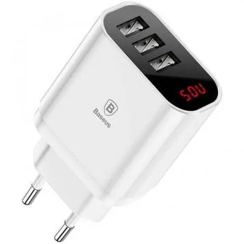 Сетевое зарядное устройство Baseus Mirror Lake Intelligent Digital Display 3USB Travel Charger 3.4A (EU) 1
