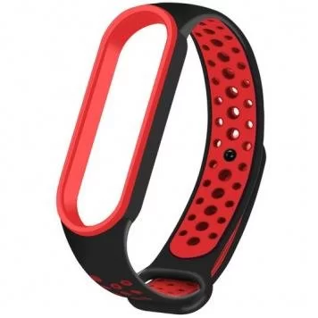 Ремешок Nike с кнопкой для Mi band 5 Black red