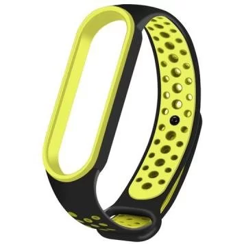 Ремешок Nike с кнопкой для Mi band 5 Black yellow