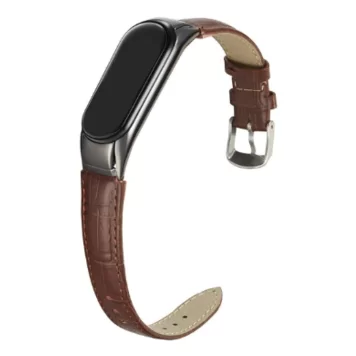 Ремешок кожаный для Mi band 5 Brown