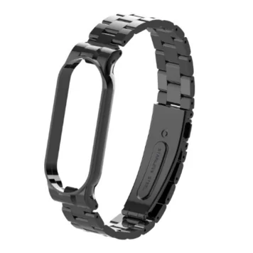 Ремешок металлический для Mi band 5 Bright Black